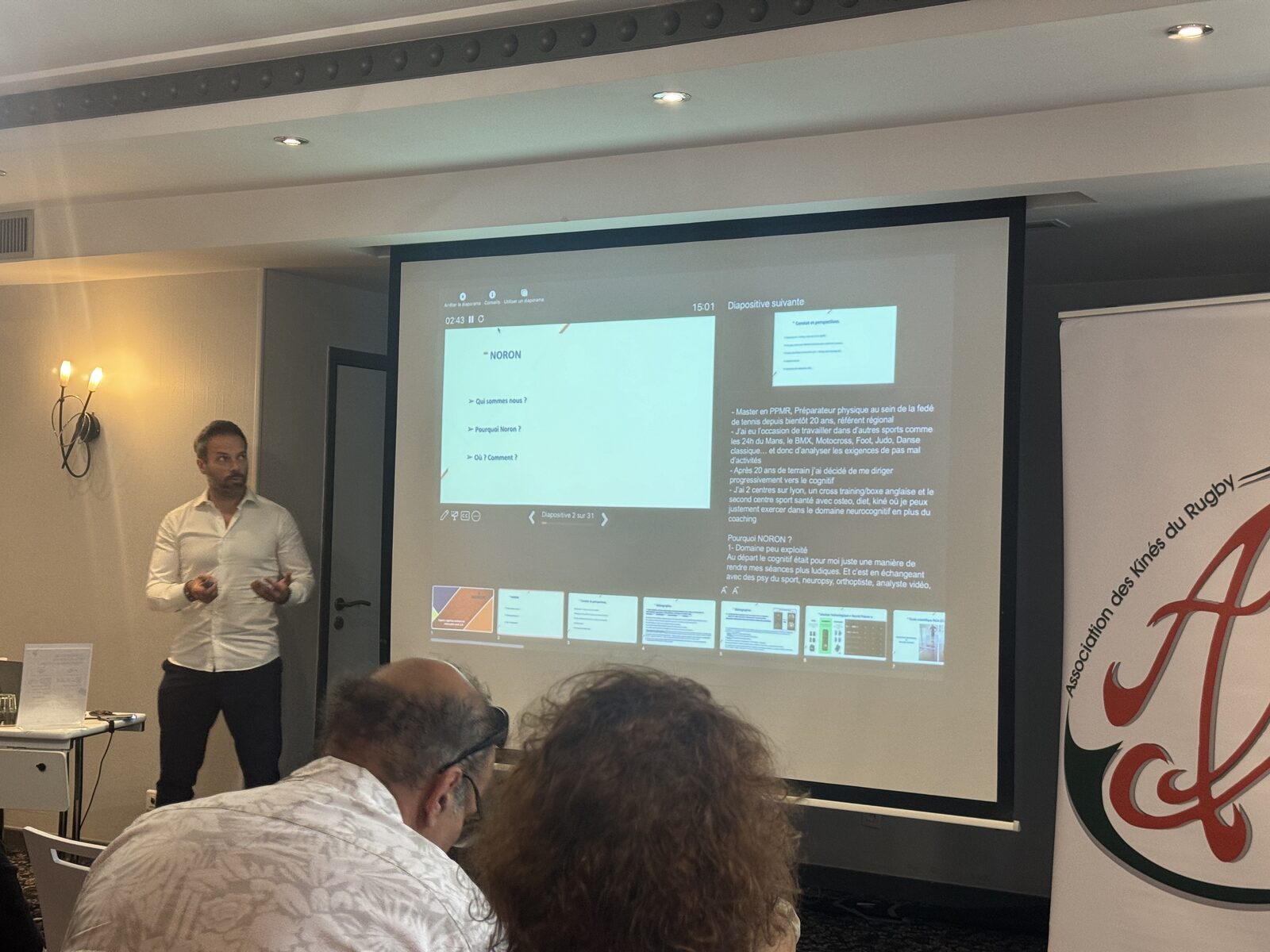Formation Noron auprès des kinés du rugby AKR · présentation théorique